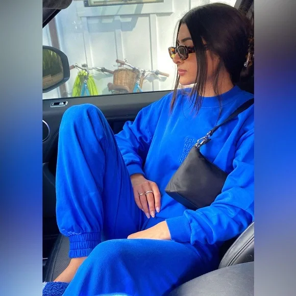 Frankie’s Bikinis Sweatsuit Blue Crewneck Sweatshirt and Sweatpants Small - Picture 11 of 11